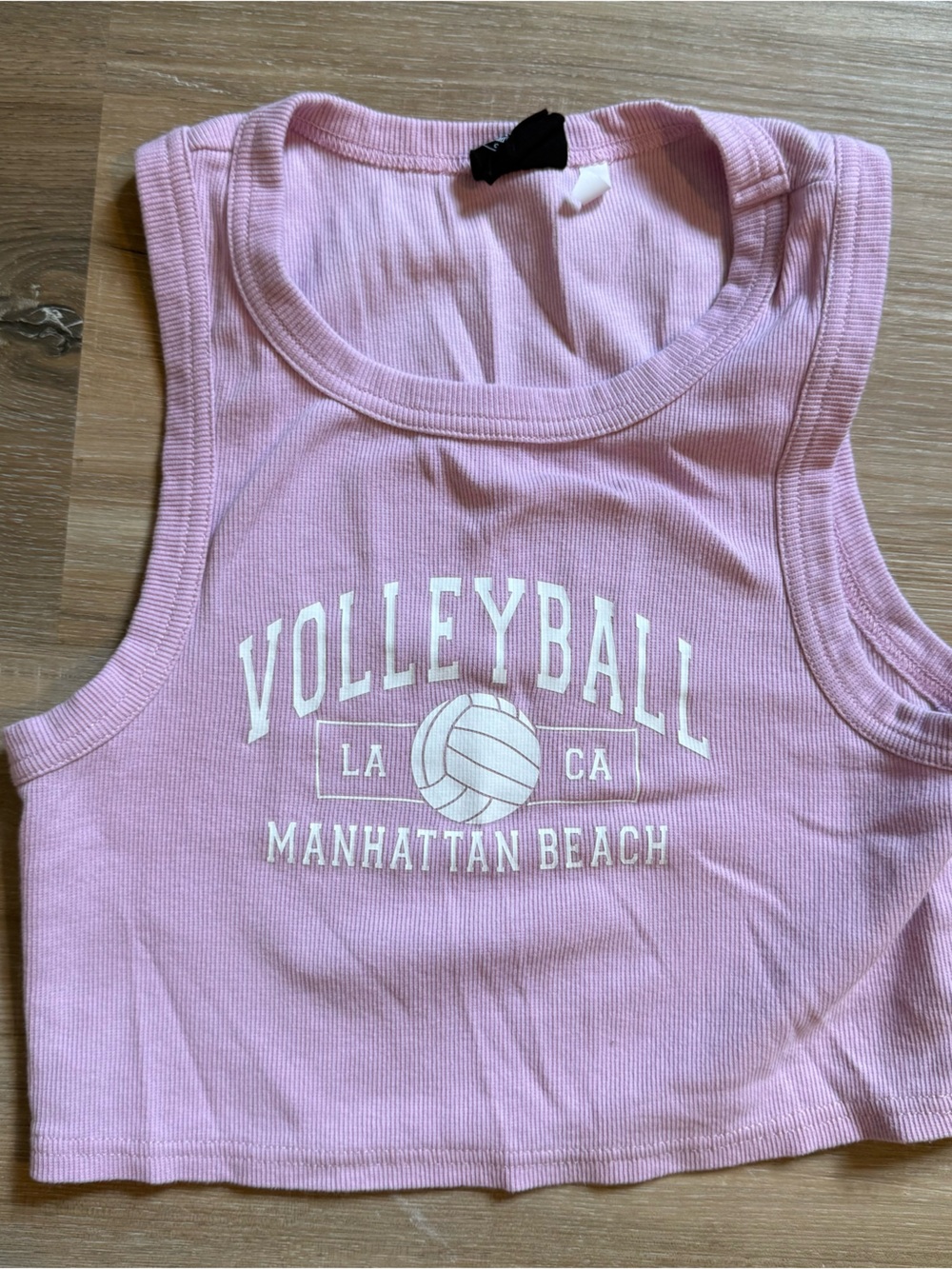 PacSun Pink Ribbed Volleyball Graphic Cropped Tank XS